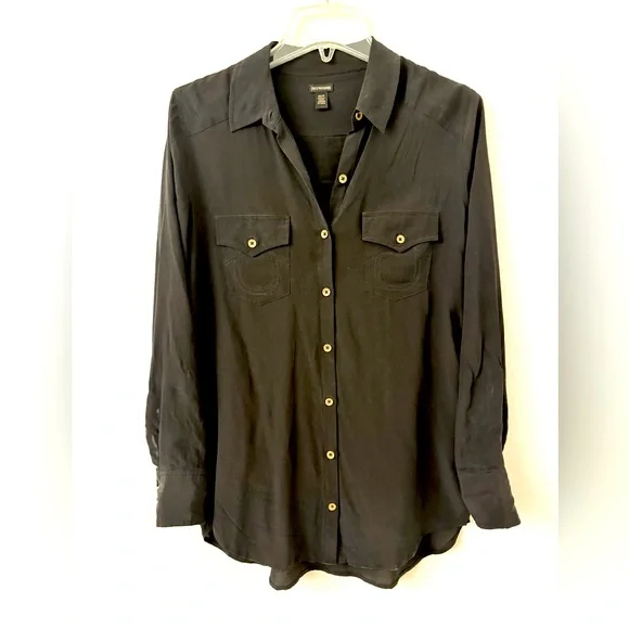 True Religion black silk button down shirt - Picture 1 of 8